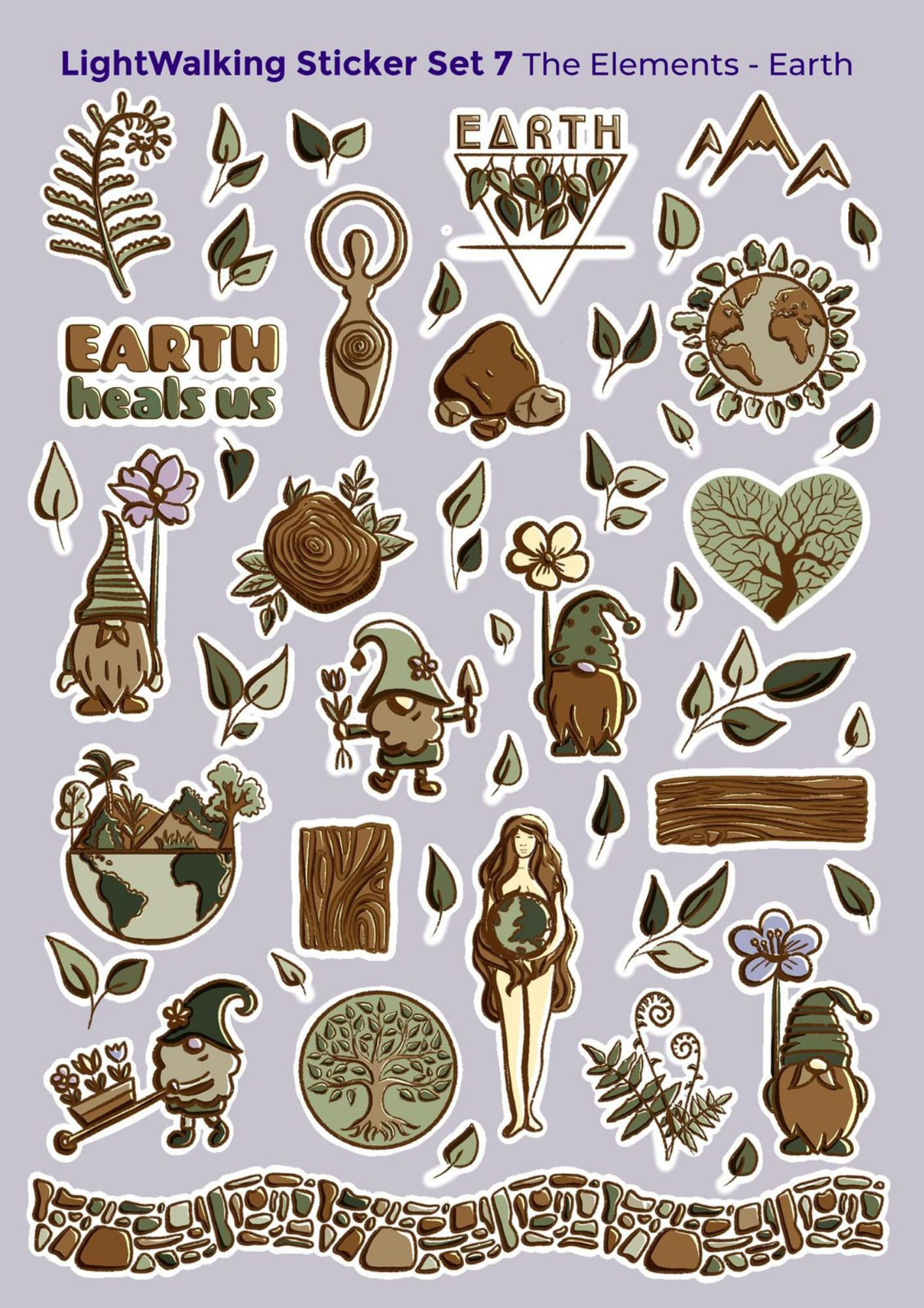 Earth Element A4 Sticker Sheet #7