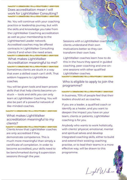 Accredited LightWalker Coaching programme INFORMATION, hosted in Johannesburg. Add to your cart to be contacted after checkout.