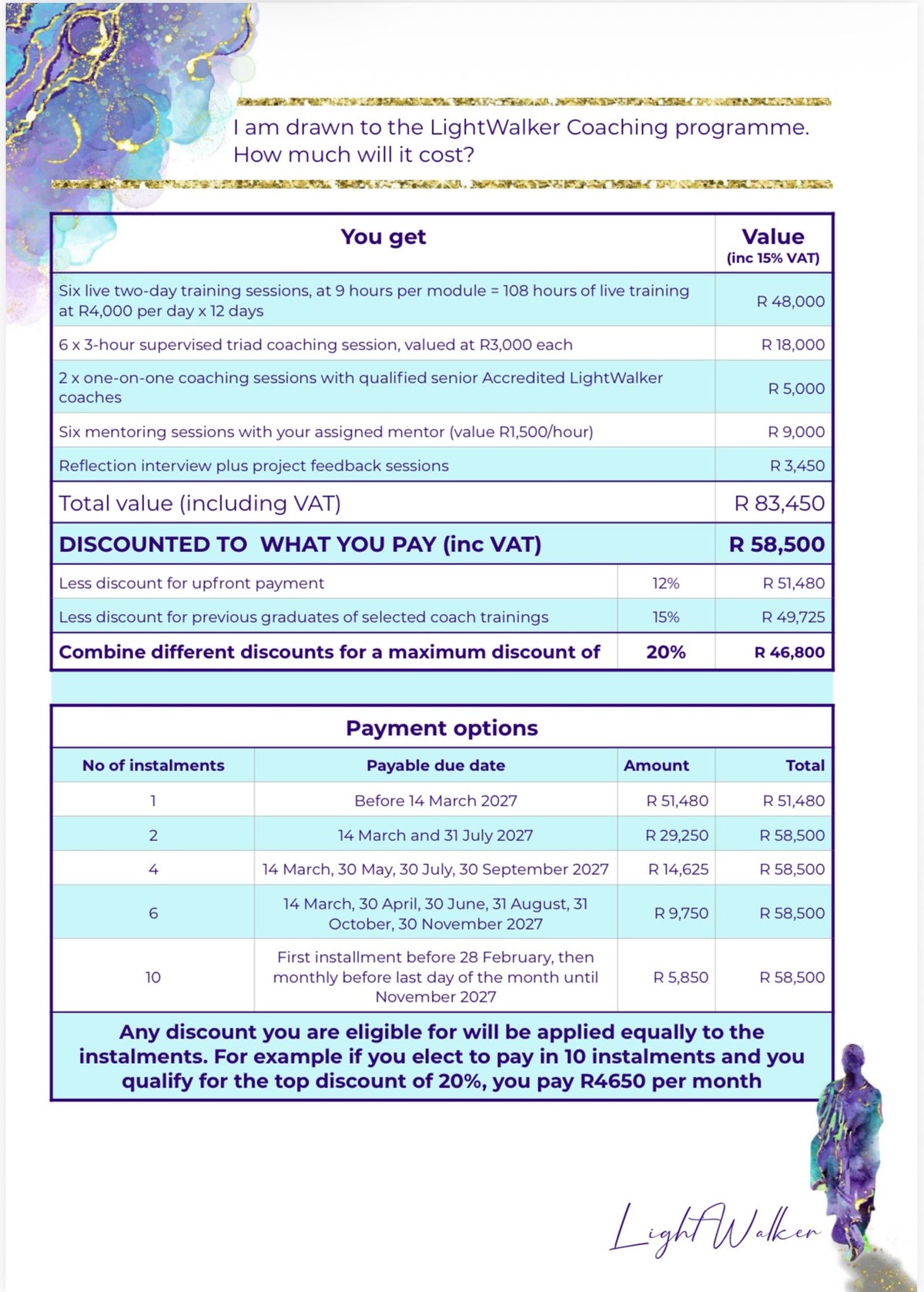 Accredited LightWalker Coaching programme 2027 INFORMATION