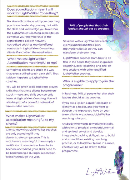 Accredited LightWalker Coaching programme 2027 INFORMATION