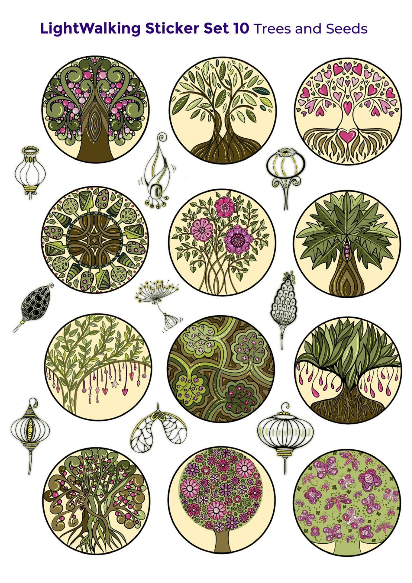 Trees and Seeds A4 Sticker Sheet #10