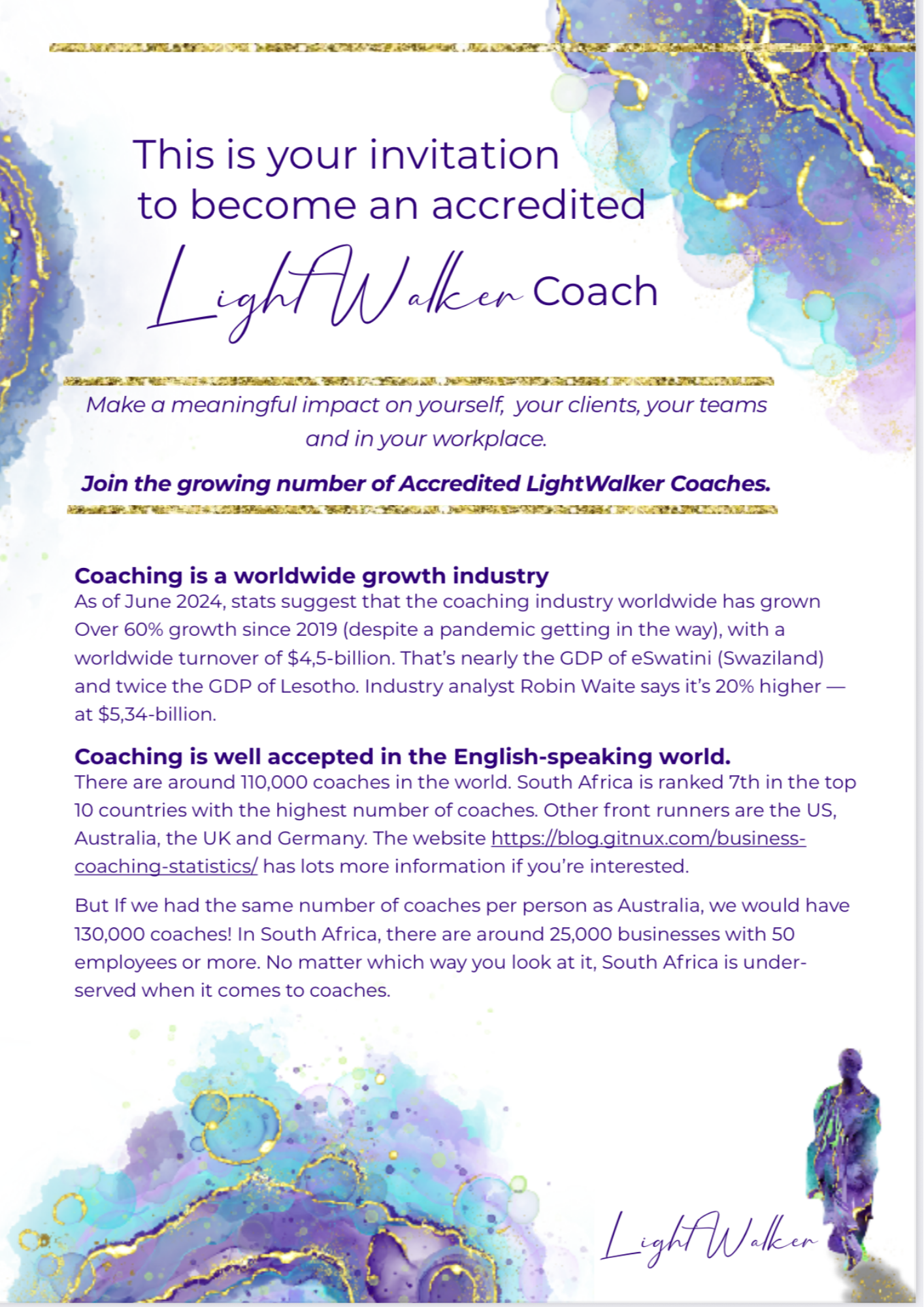 Accredited LightWalker Coaching programme 2026 INFORMATION, hosted in Johannesburg. Add to your cart to be contacted after checkout.